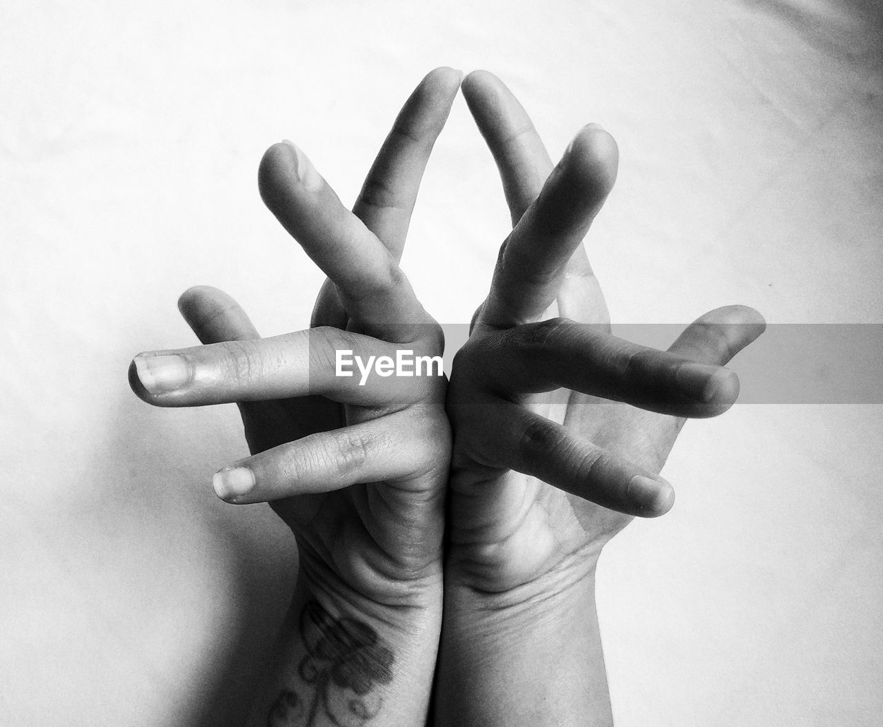 hand, black and white, finger, monochrome photography, monochrome, white, close-up, one person, arm, indoors, black, adult, gesturing