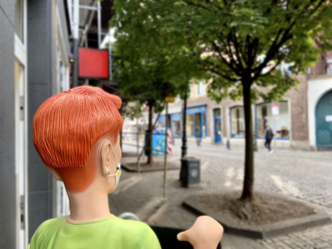 REAR VIEW PORTRAIT OF BOY WITH HAT ON TREE