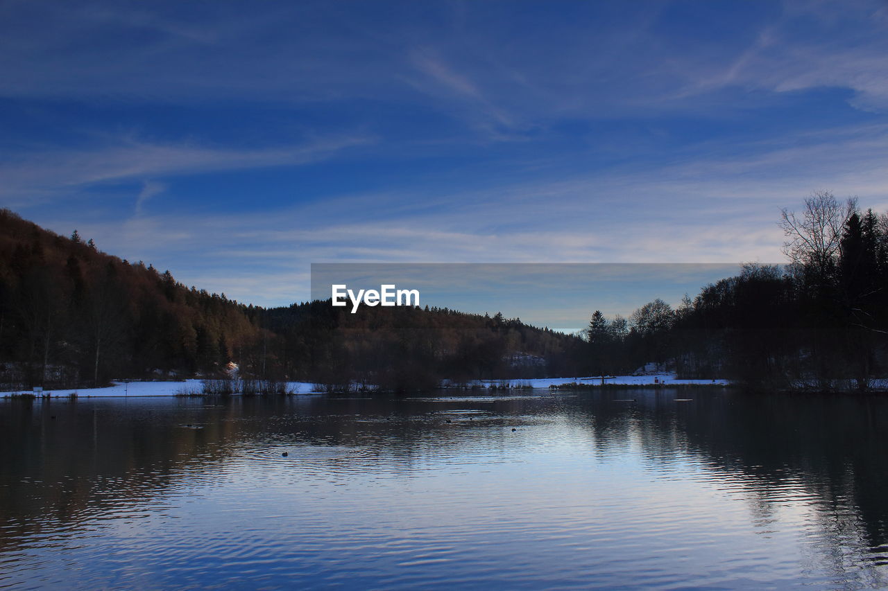 Scenic view of lake against sky