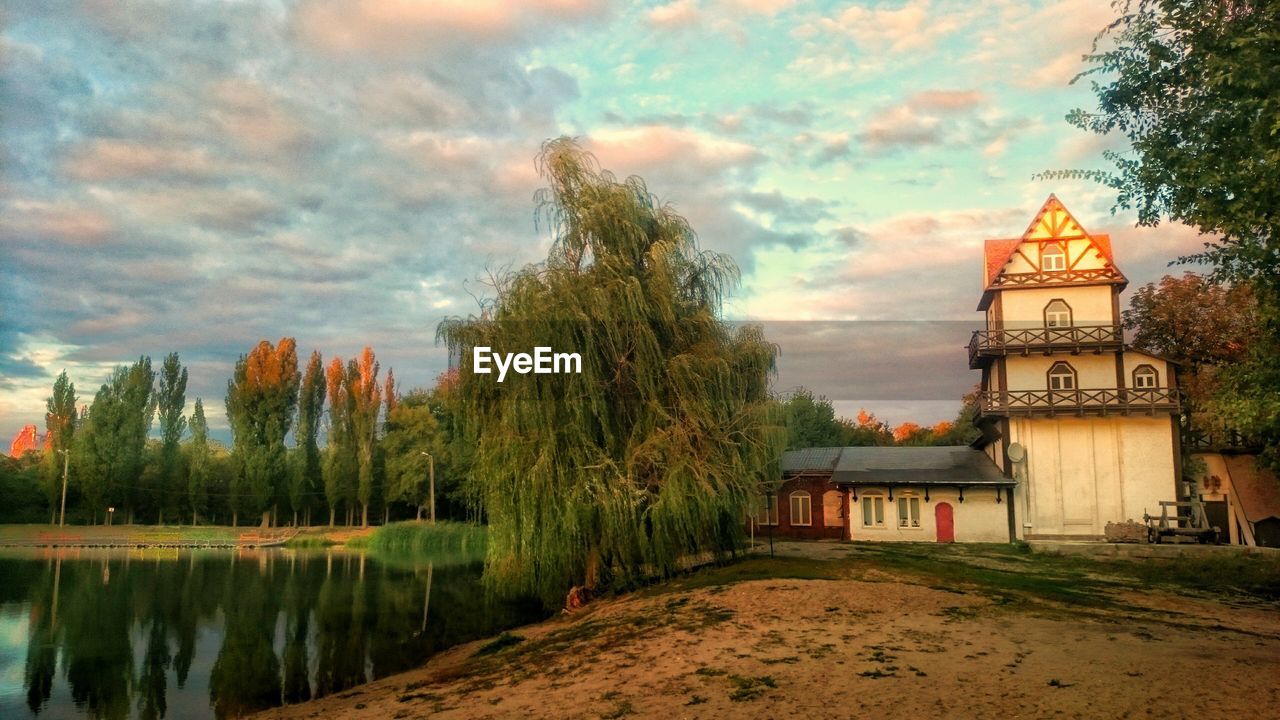 TREES WITH BUILDING IN BACKGROUND