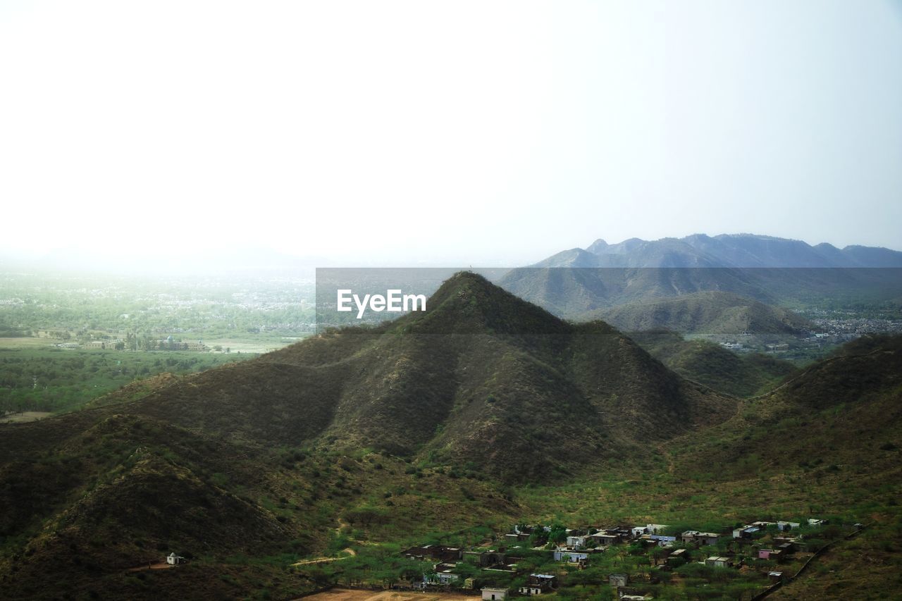 Scenic view of mountains against clear sky