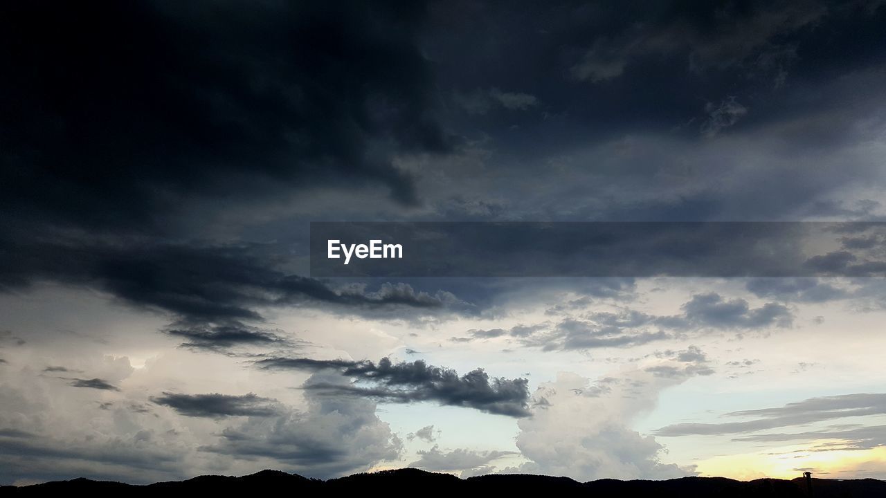 SILHOUETTE OF TREES AGAINST DRAMATIC SKY