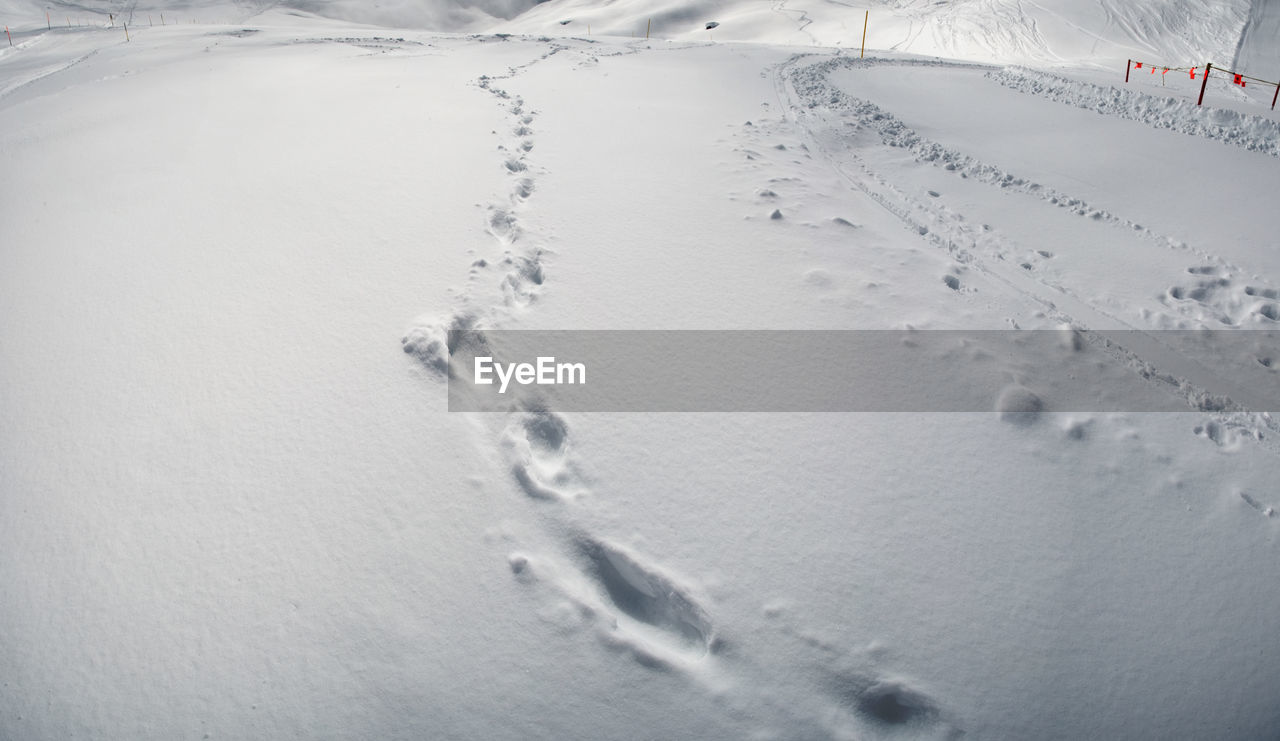 Aerial view of snow covered field