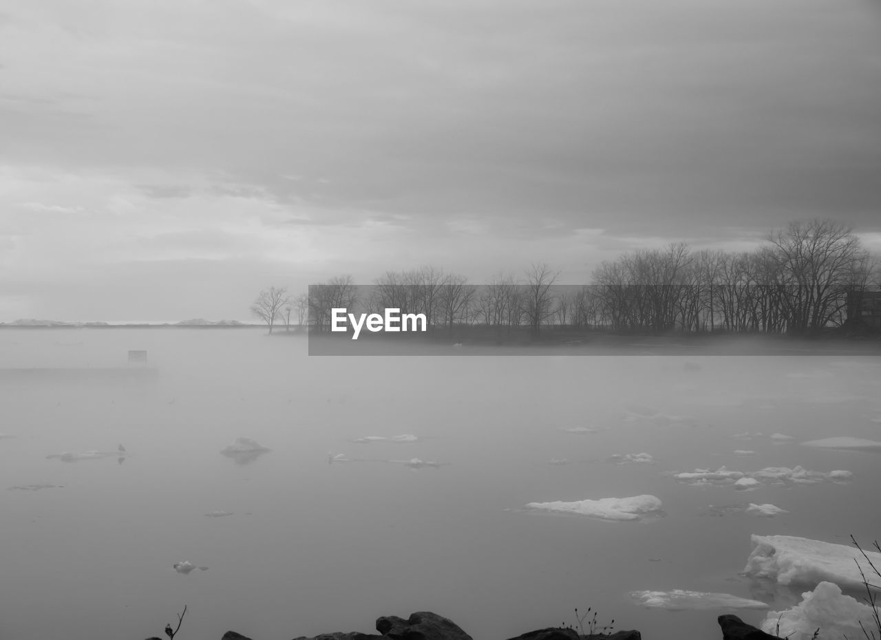 Scenic view of lake against sky