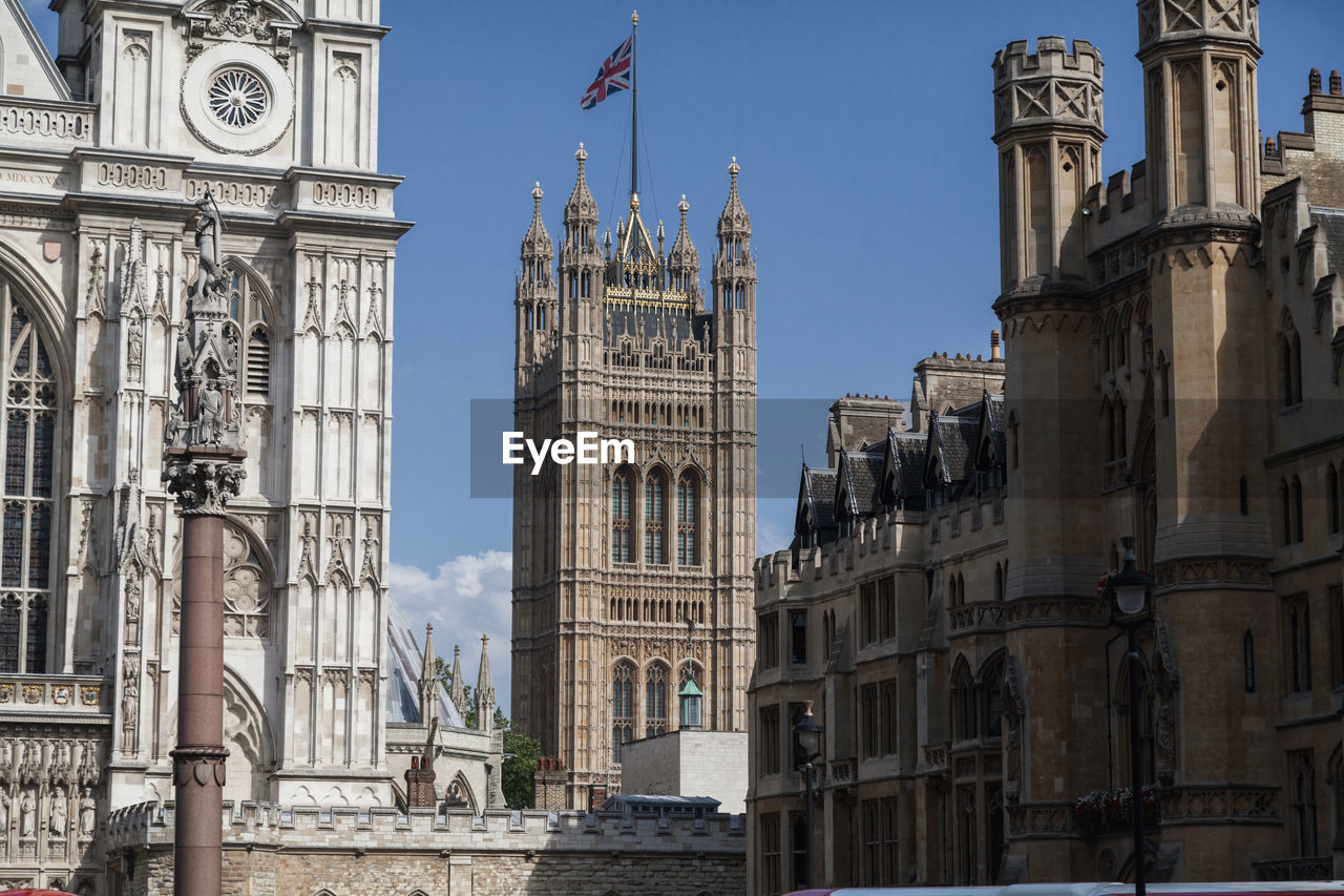 Low angle view of big ben against sky