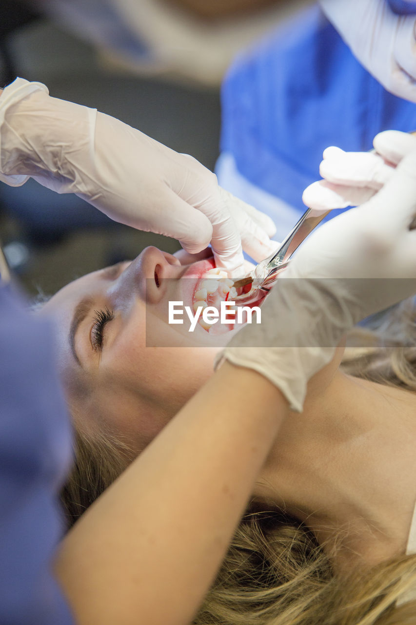 Teenage girl at dentist