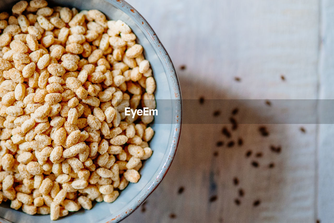 Overhead view of cereals