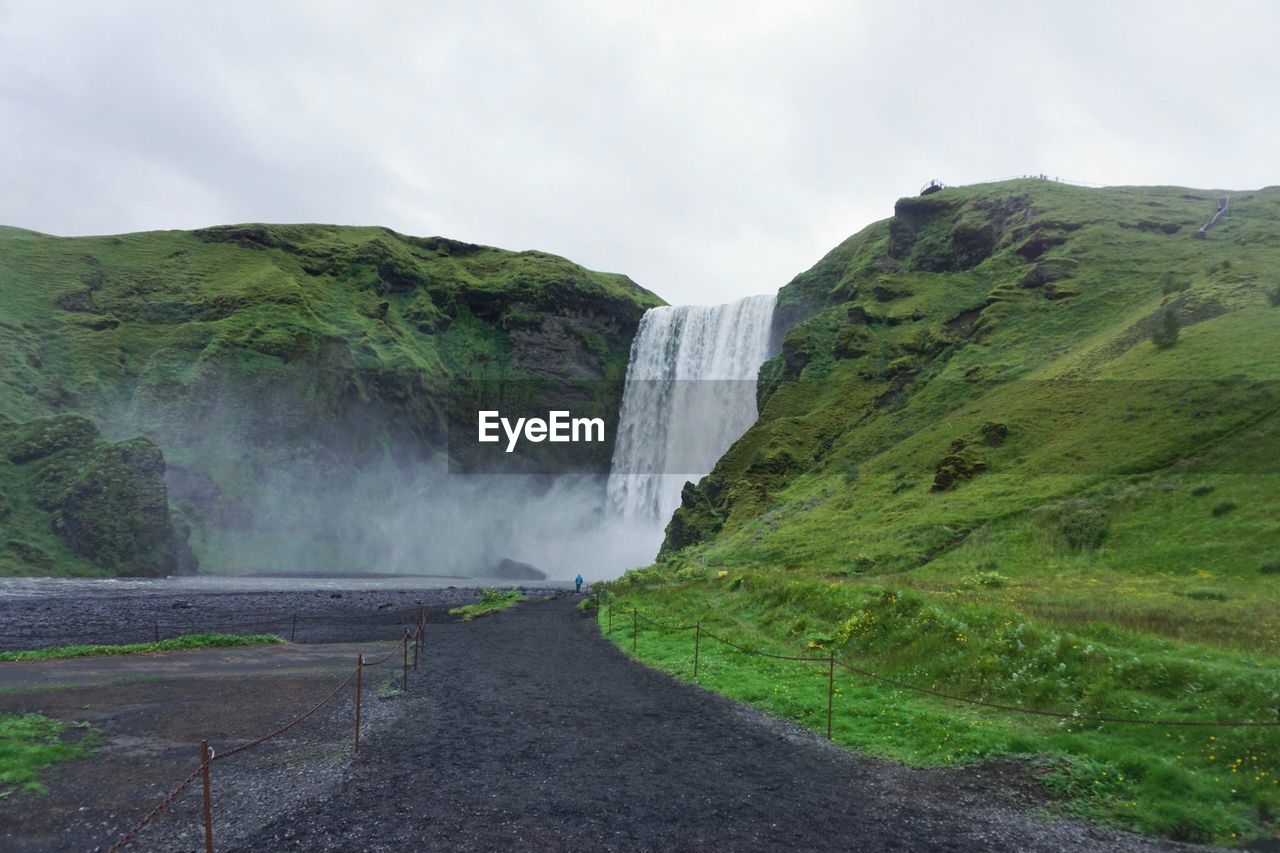 Scenic view of skogafoss waterfall