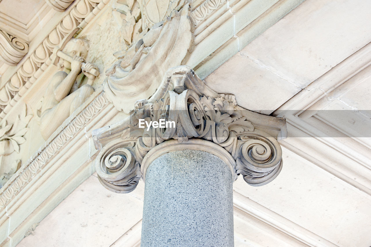 LOW ANGLE VIEW OF ORNATE STATUE IN BUILDING