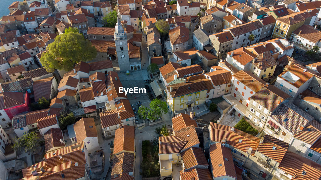 City omišalj on island krk in northern croatia on adriatic sea from above