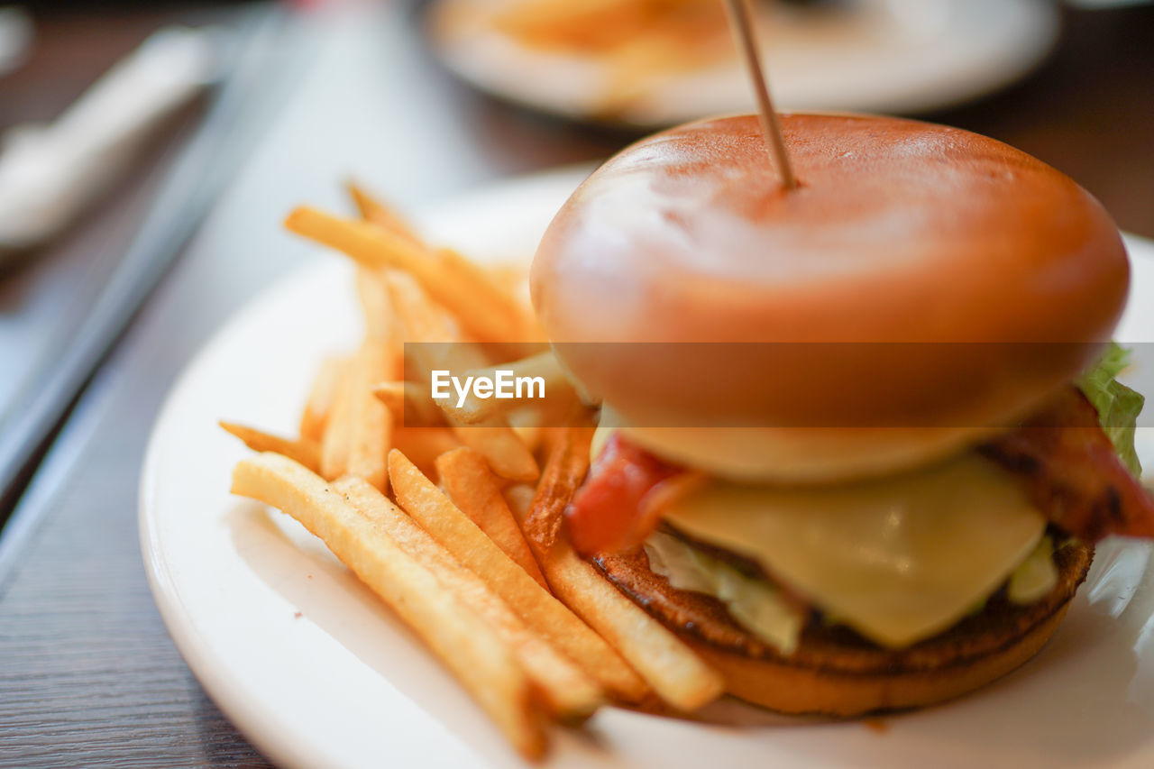 Close-up of food in plate on table