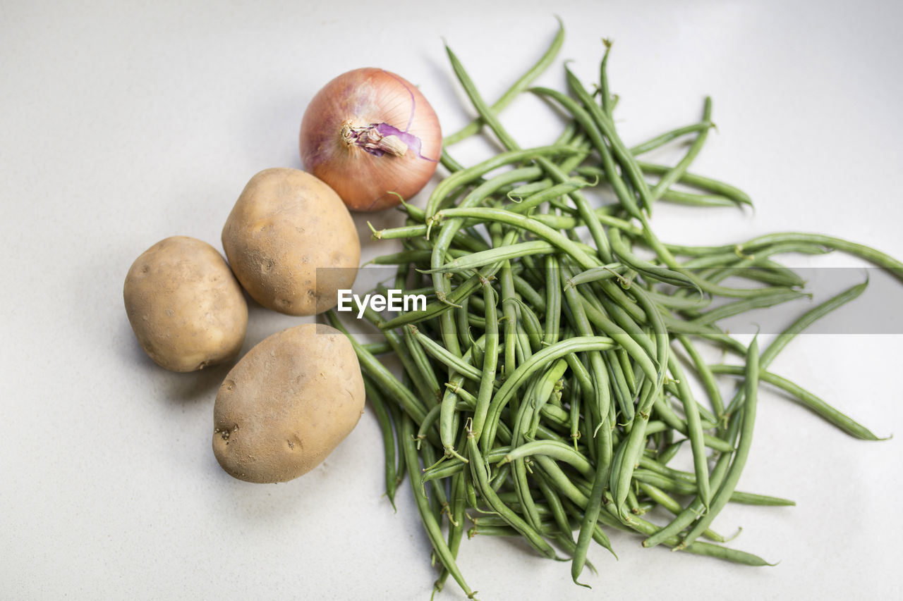 High angle view of vegetables on table