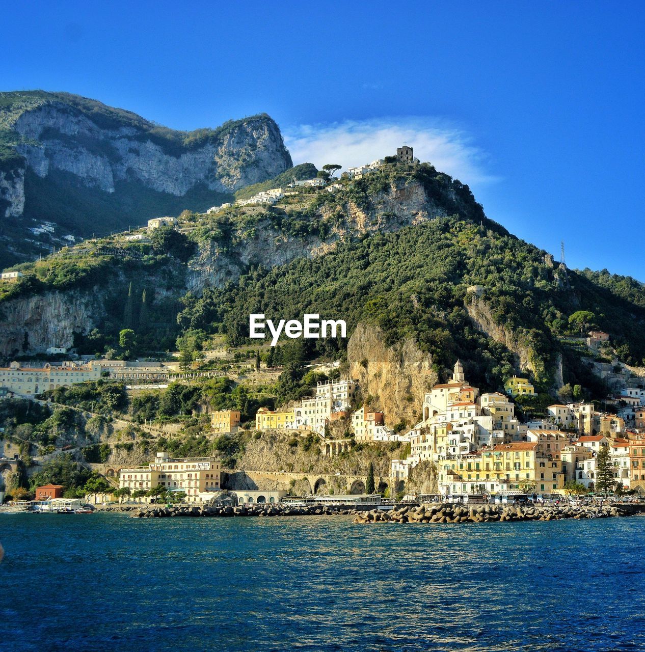 Italian coastal city from a boat