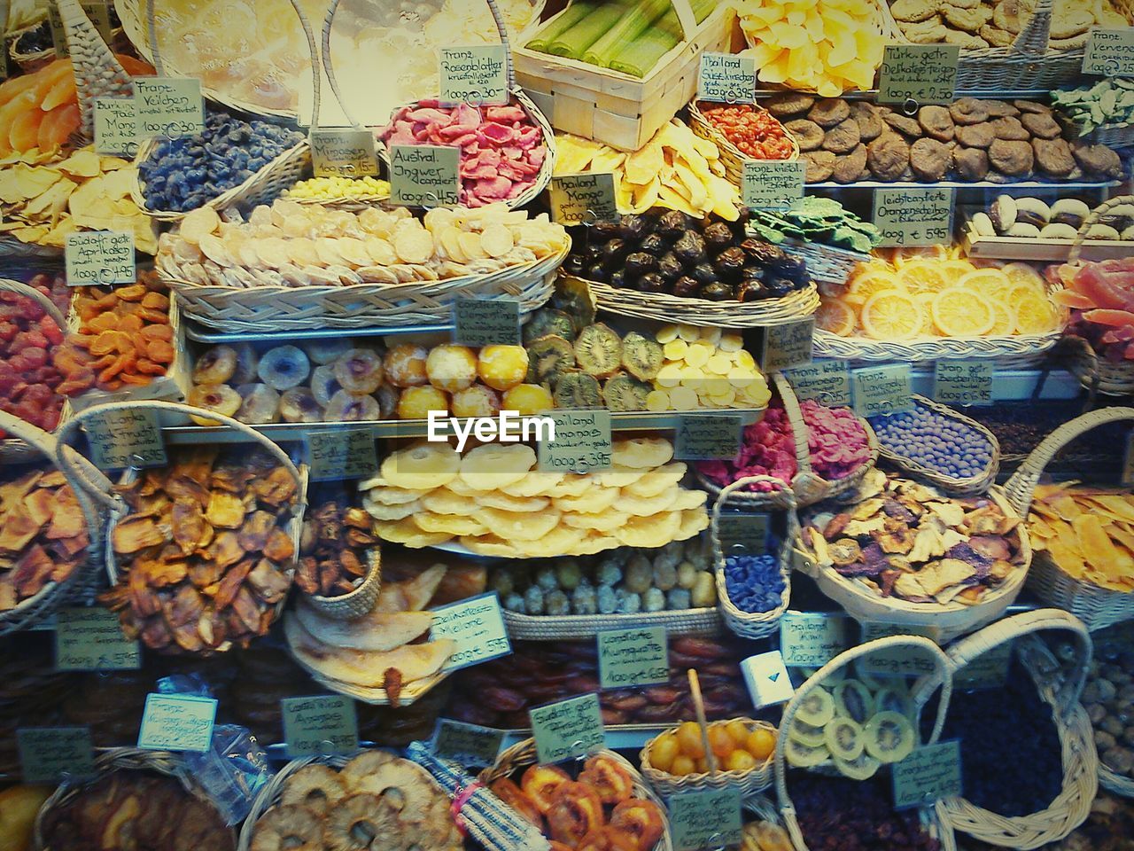 Full frame shot of dried fruits for sale