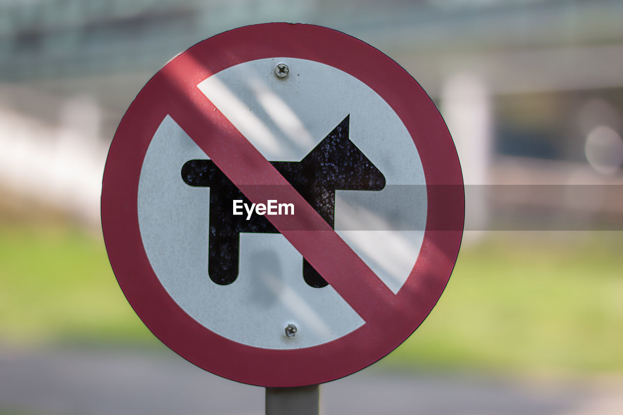 CLOSE-UP OF ROAD SIGN ON THE GROUND