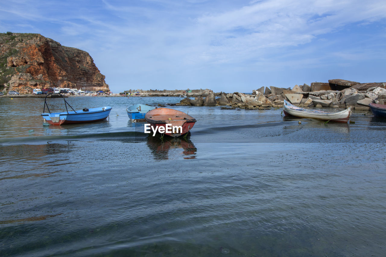 Seascape with boats. northern black sea coast.