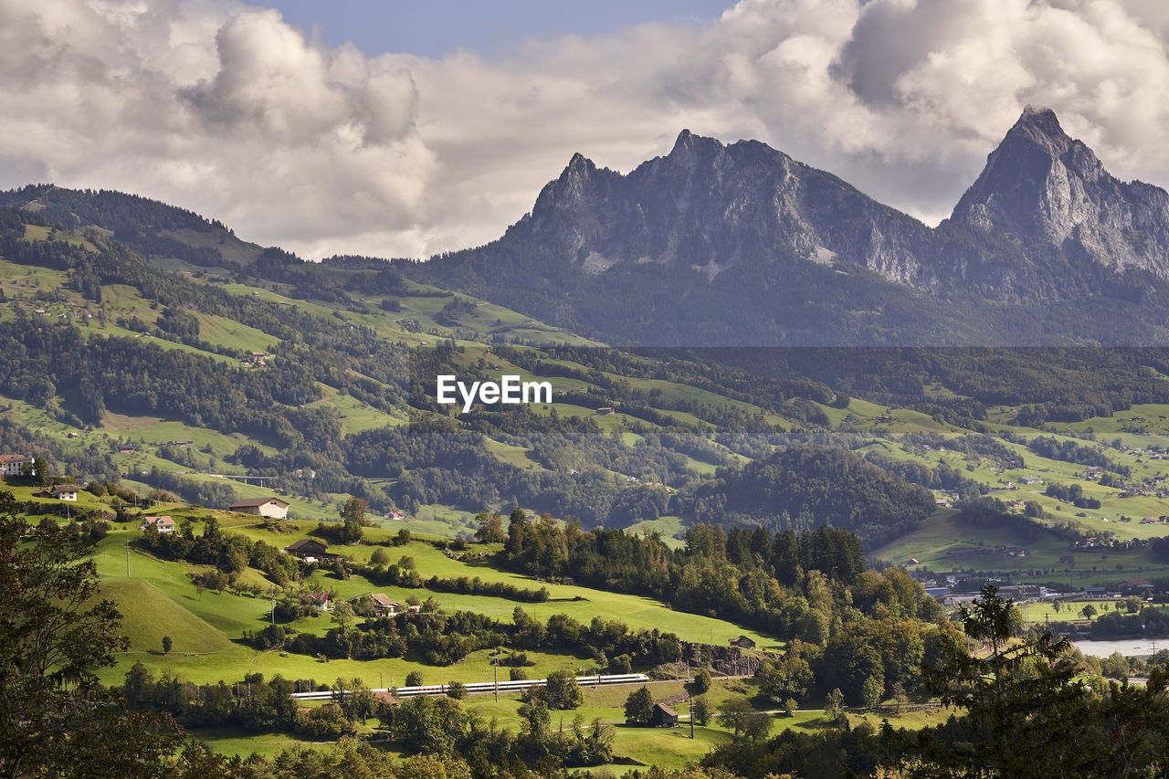 Scenic view of mountains against sky