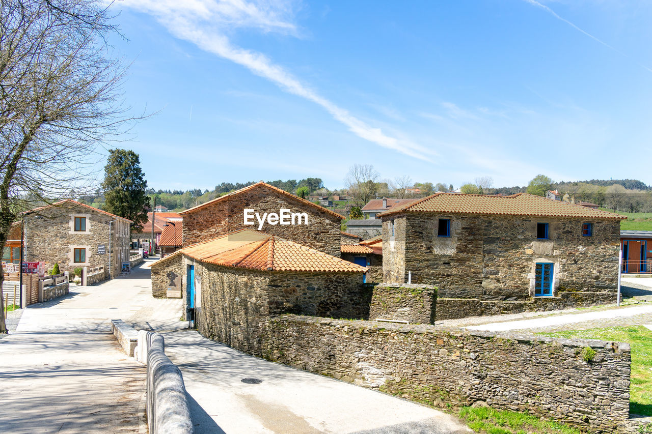 View of the entrance a small village in galicia spain where pilgrims on the camino de santiago walk.