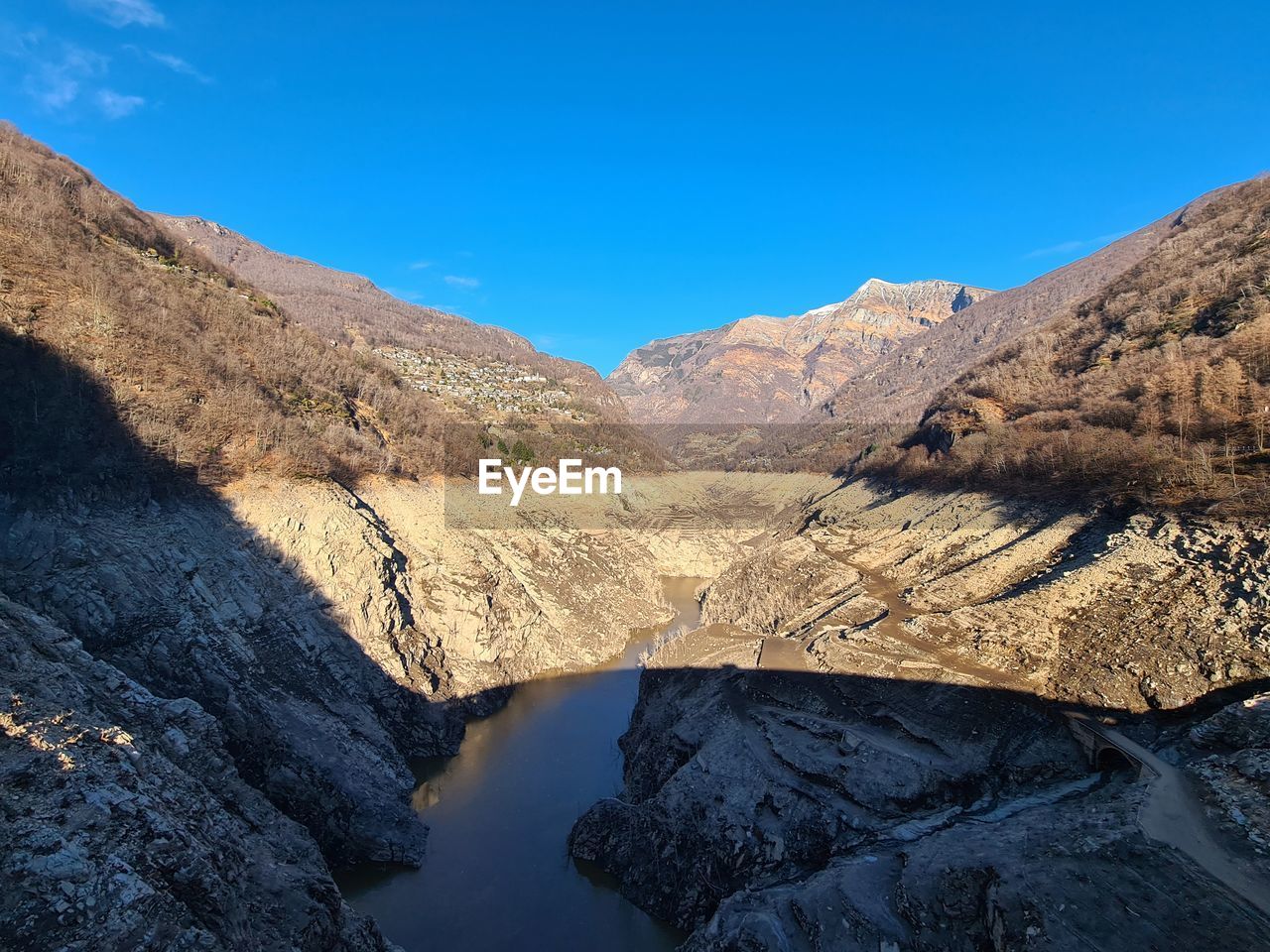 Scenic view of mountains against clear sky