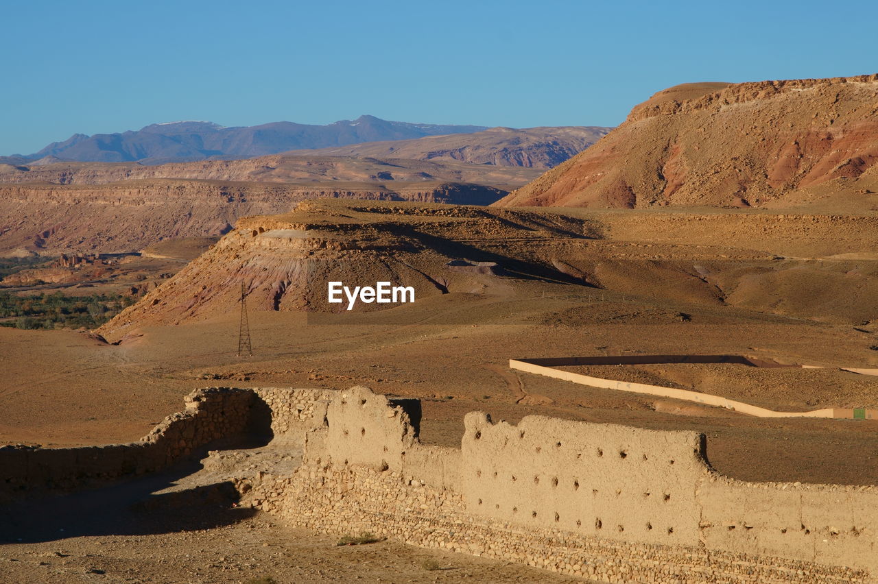 Scenic view of desert against clear sky