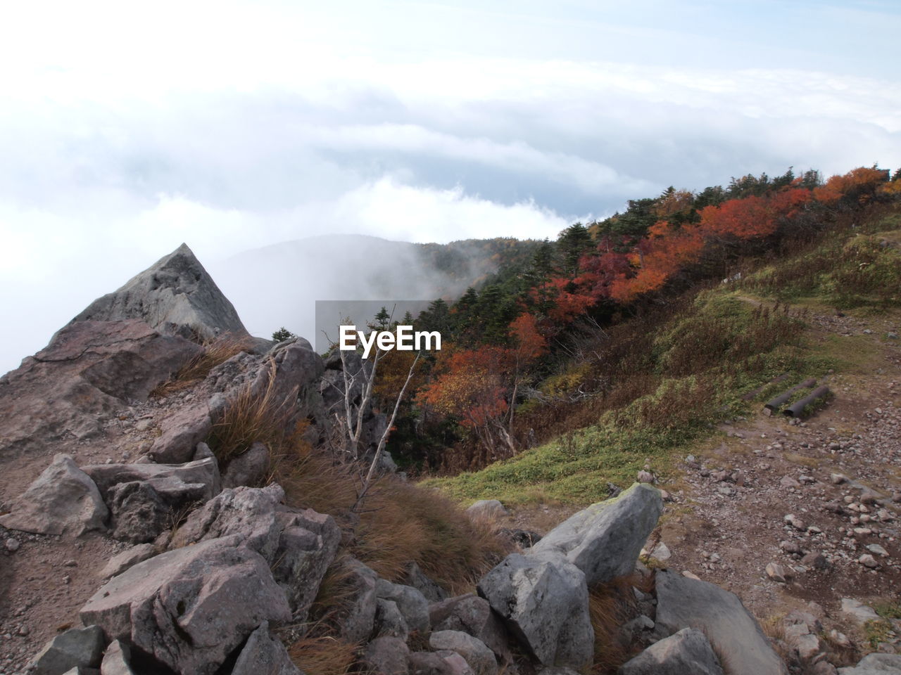 Scenic view of rocky mountains against sky