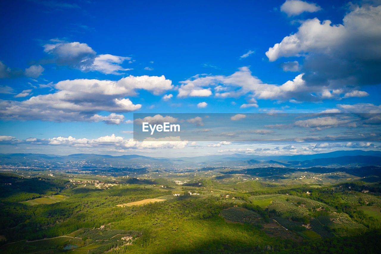  chianti region at beginning of autumn, aerial view of the region