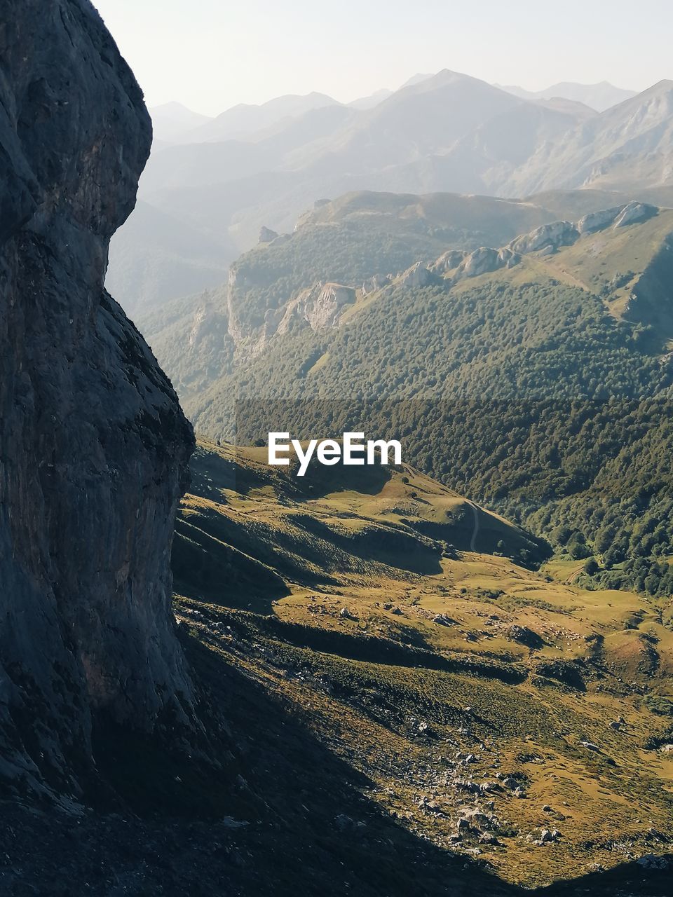 AERIAL VIEW OF VALLEY AND MOUNTAINS