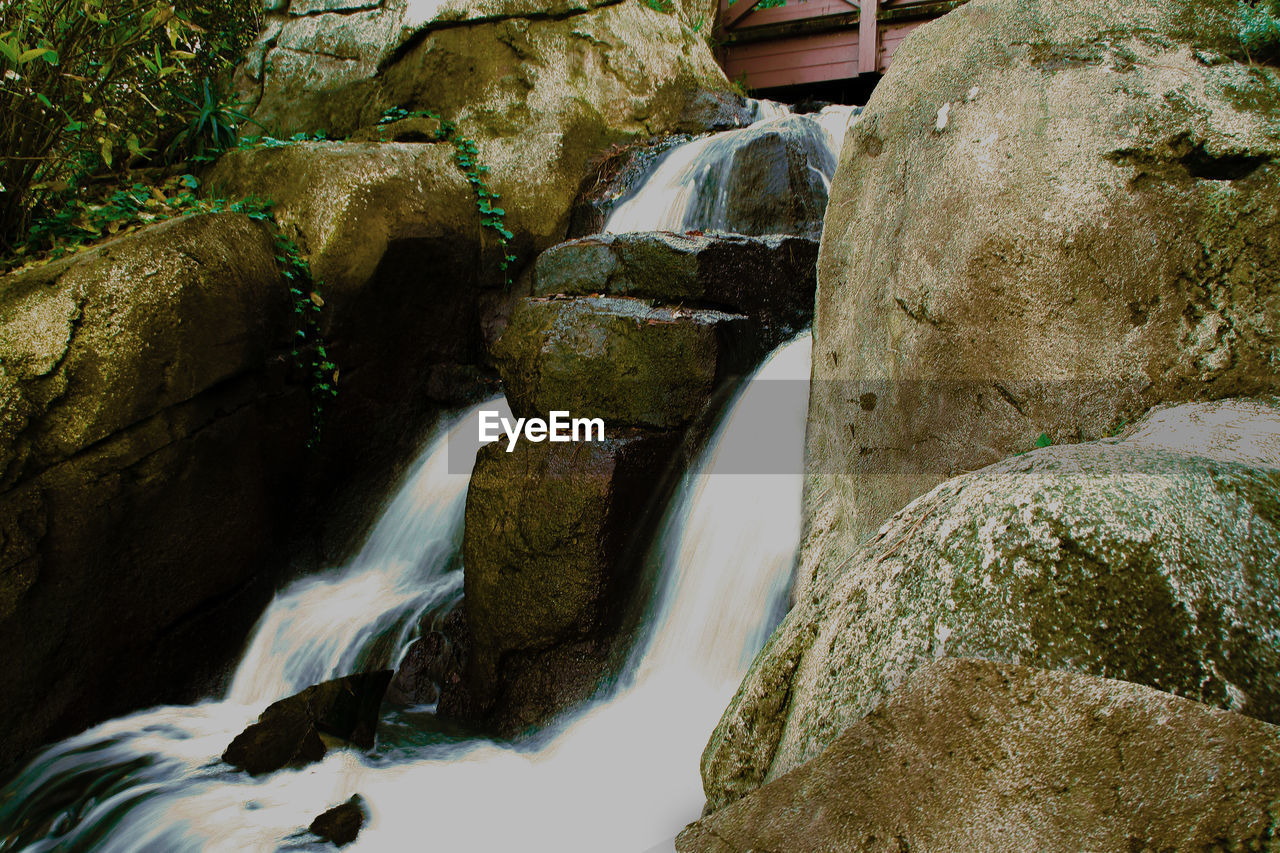 Water flowing through rocks