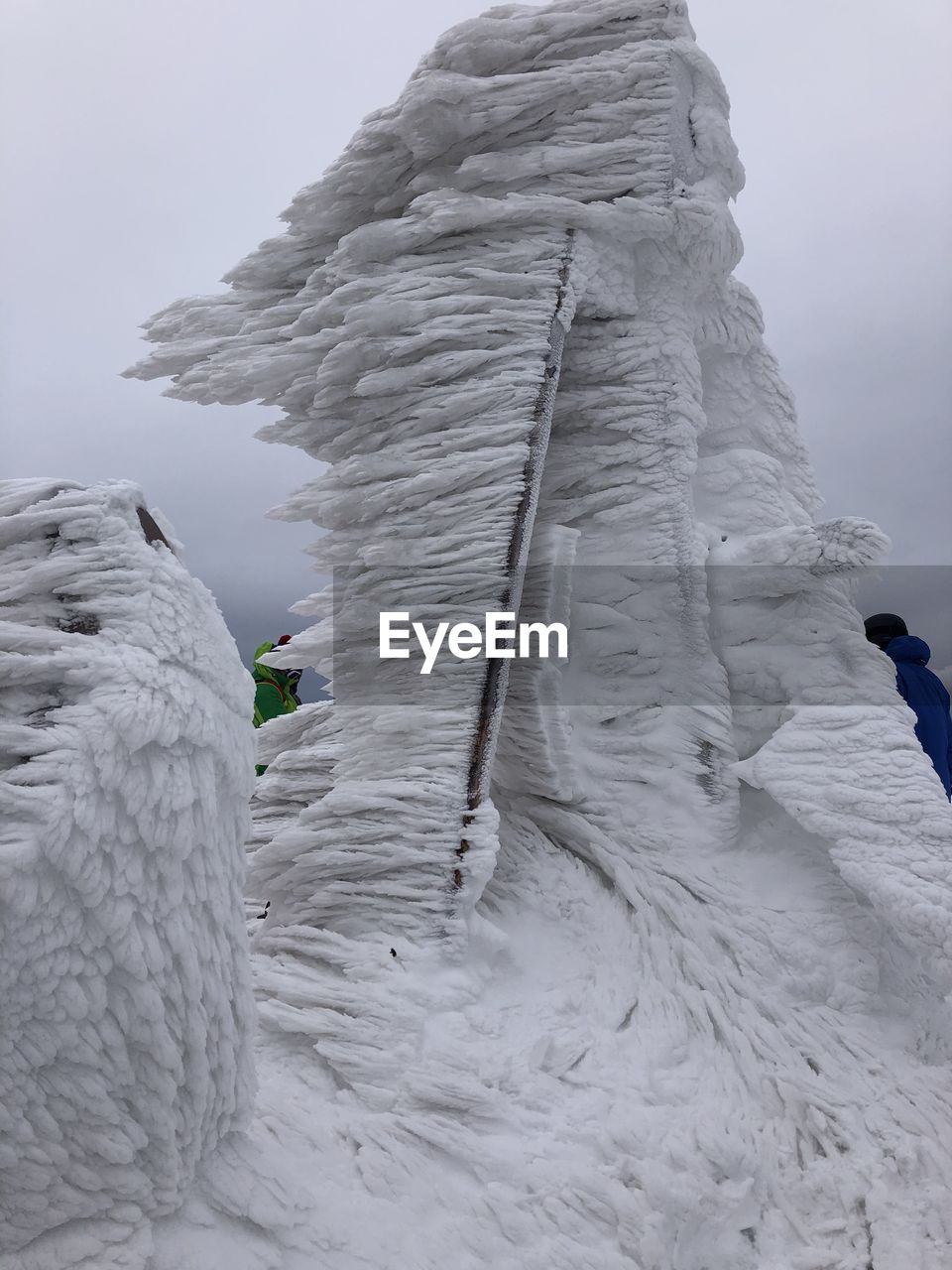 Low angle view of frozen lake against sky