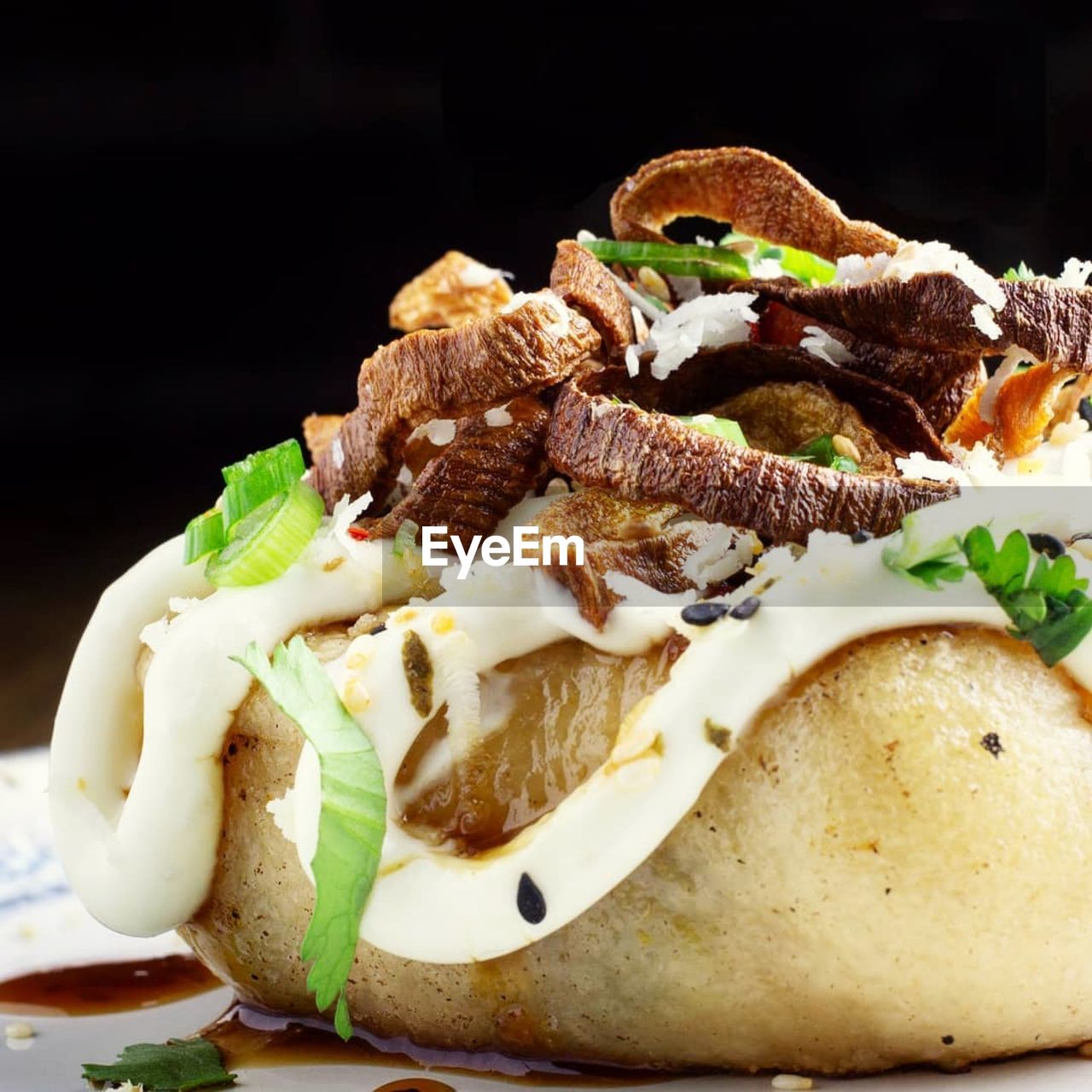 Close-up of food served in plate