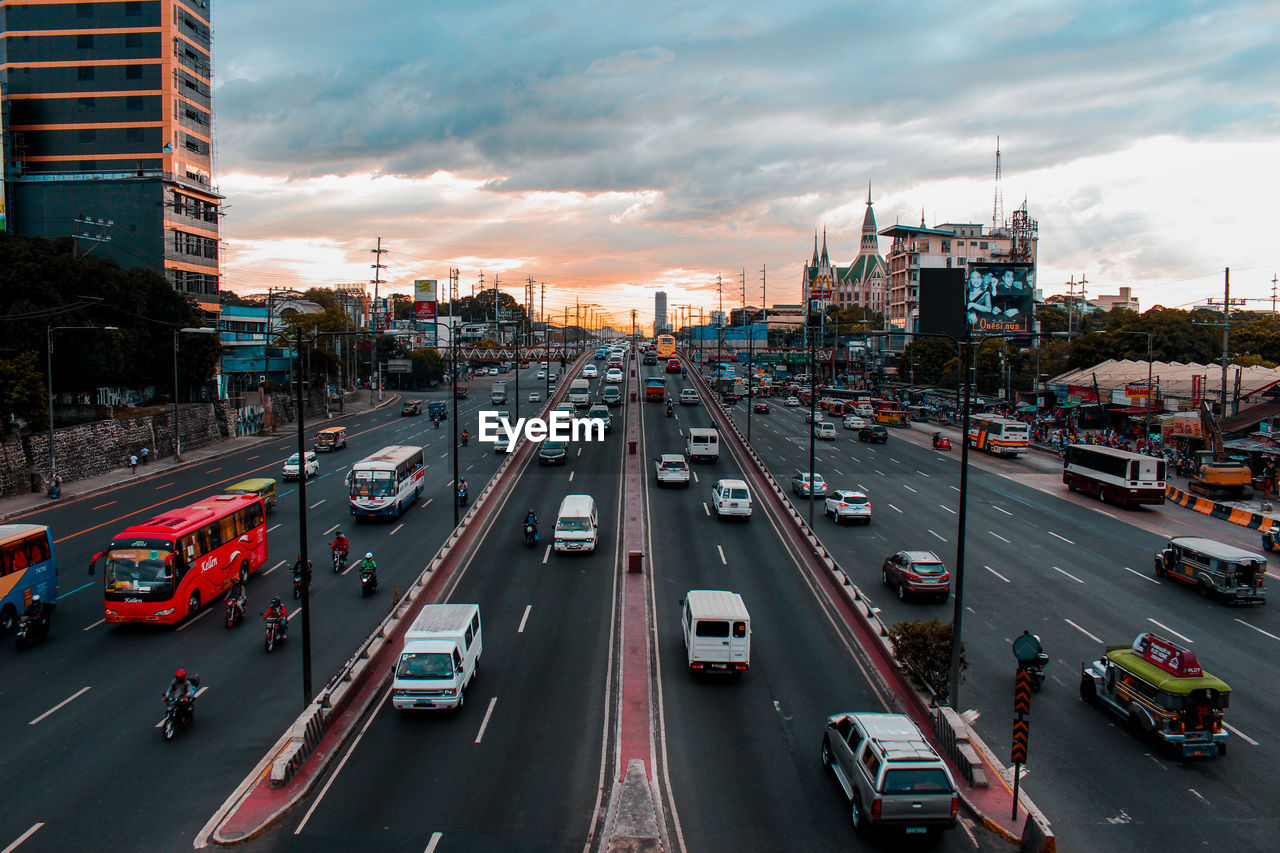 High angle view of traffic on city street