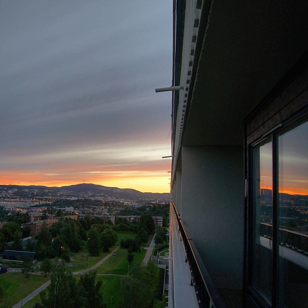 VIEW OF CITY AT SUNSET