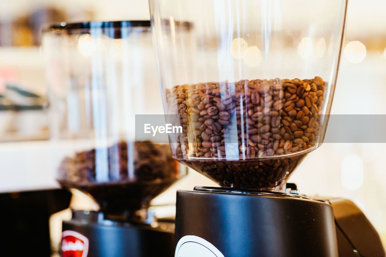 Close-up of coffee in glass on table