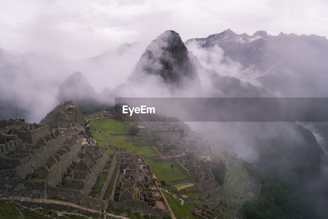 Aerial view of rock formation on mountain