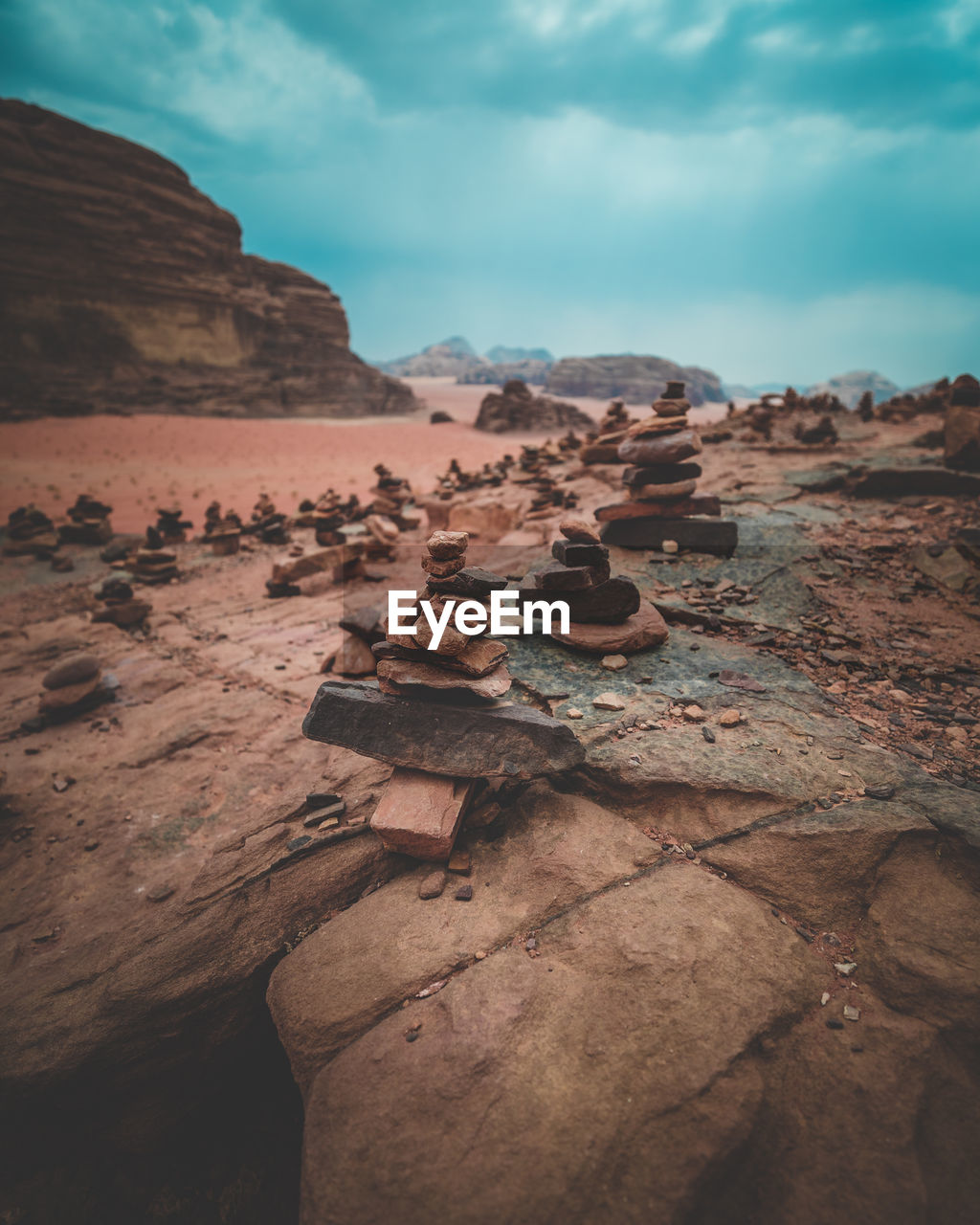 Rocks on land against sky