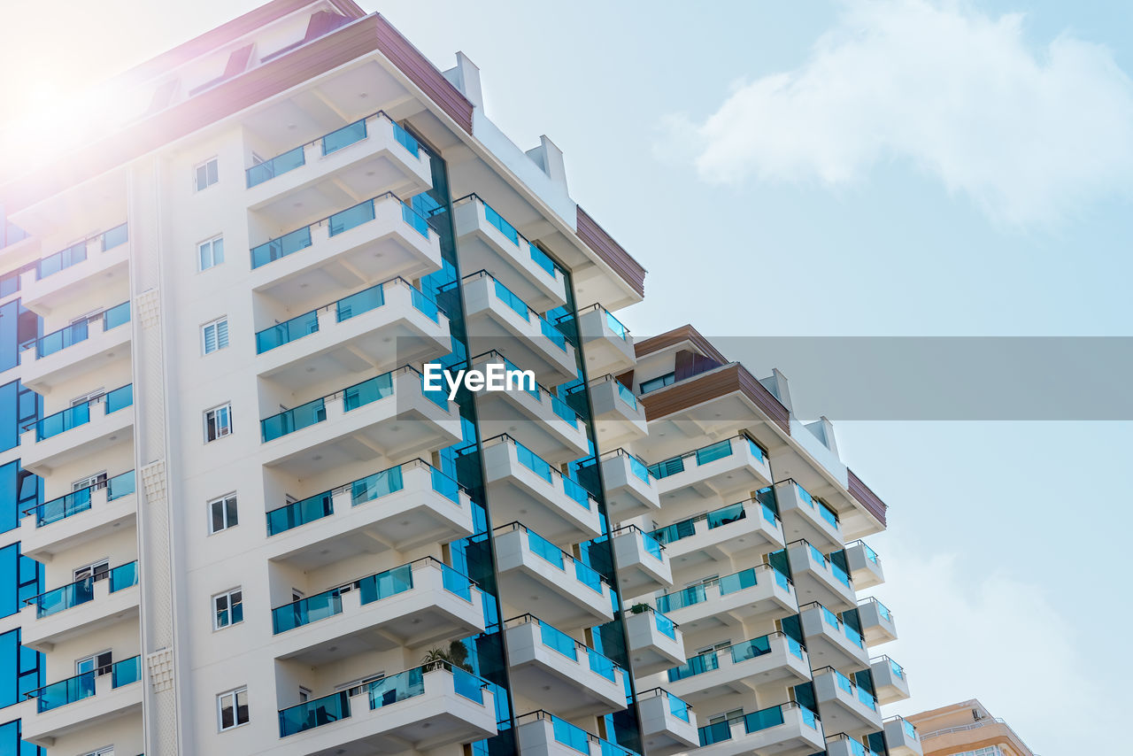 Parts of a modern high-rise building in a residential complex, turkey.