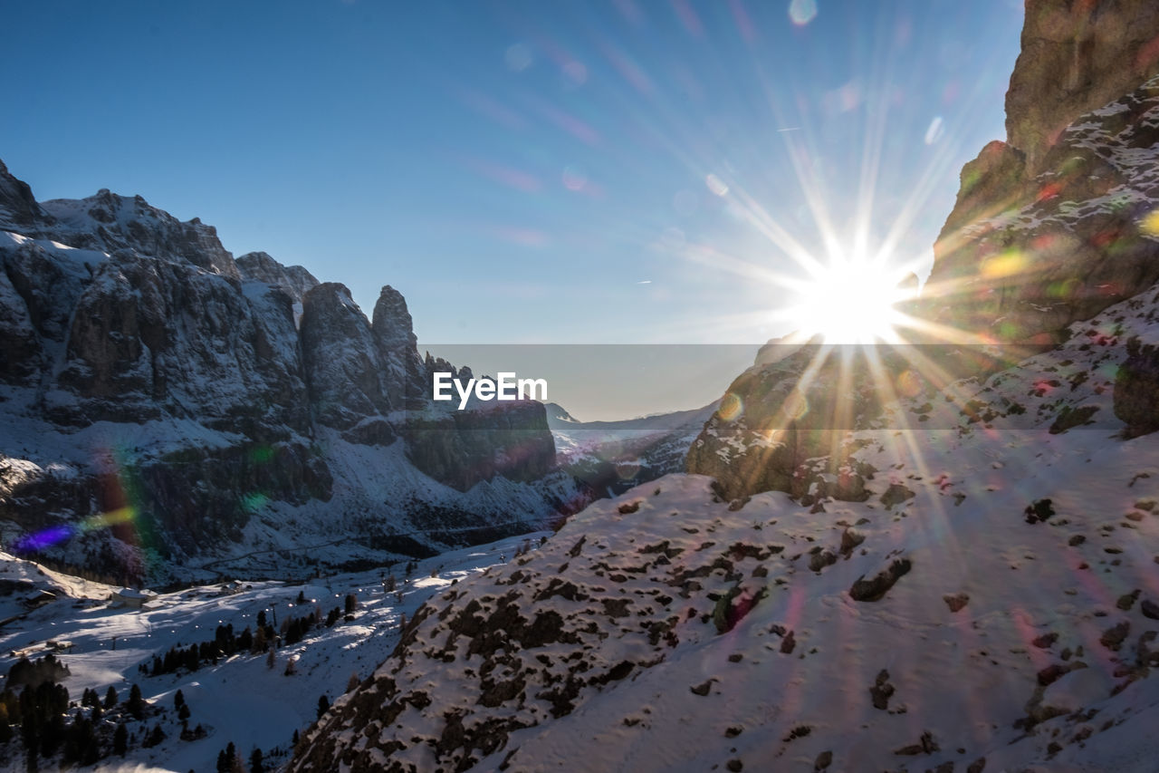 Aerial view of snow covered landscape