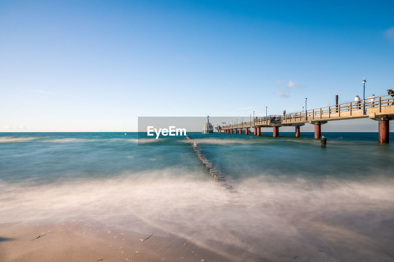 Scenic view of sea against blue sky