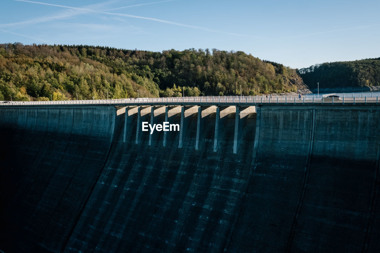 Scenic view of dam against sky