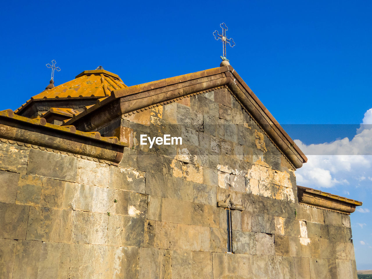 low angle view of old building against sky