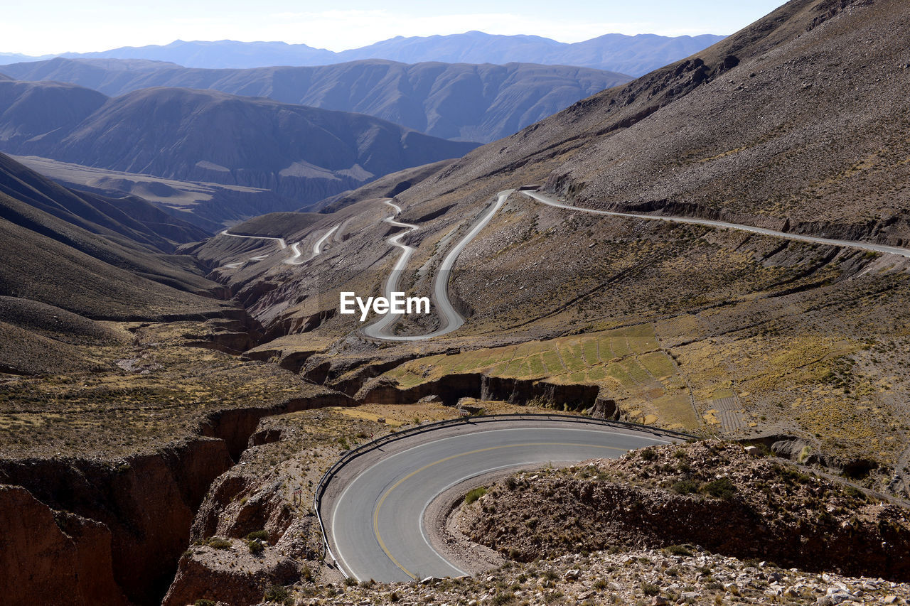 High angle view of mountain road