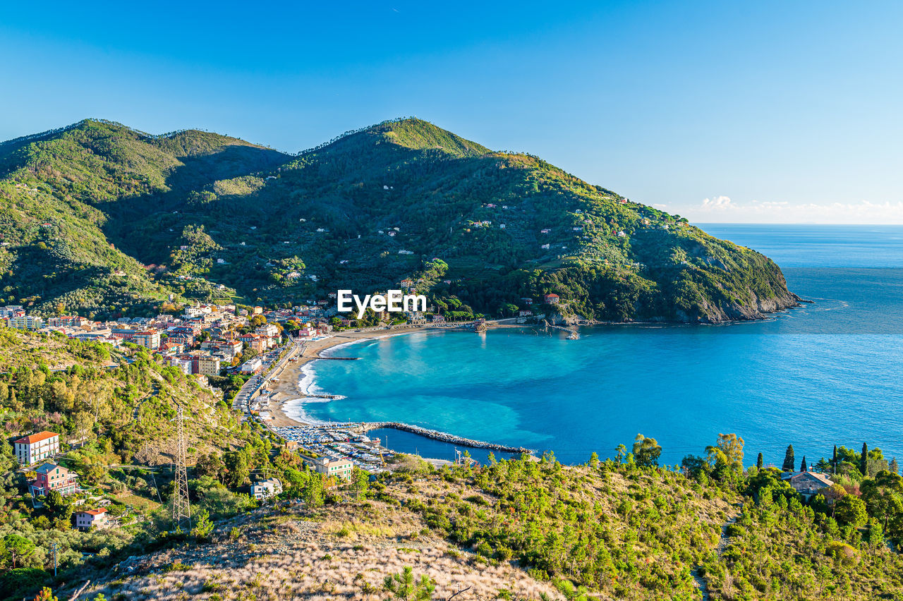 View of the gulf of levanto in the italian riviera, near cinque terre