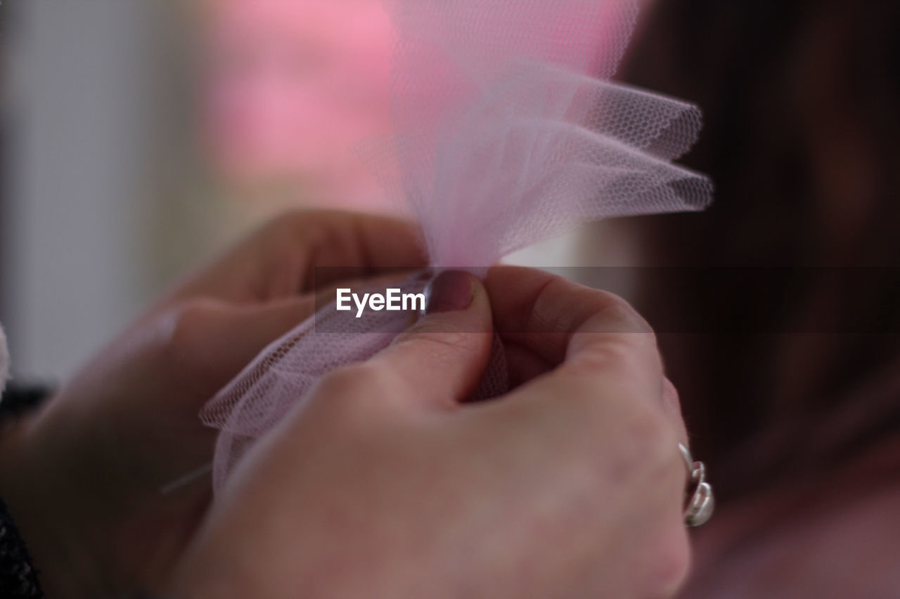 Close-up of woman hand