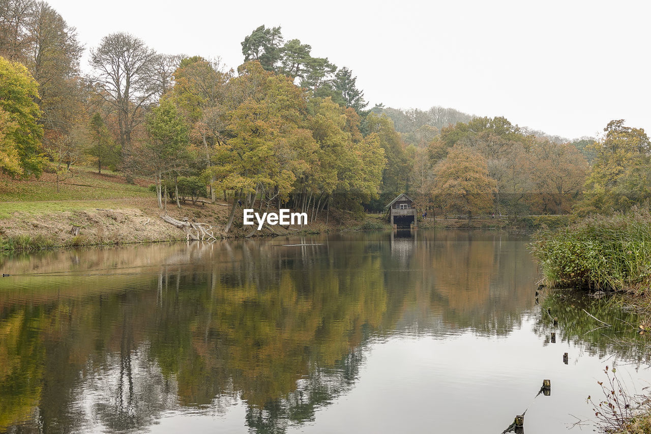 SCENIC VIEW OF LAKE AGAINST TREES