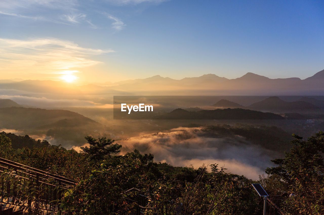 Scenic view of landscape against sky during sunset