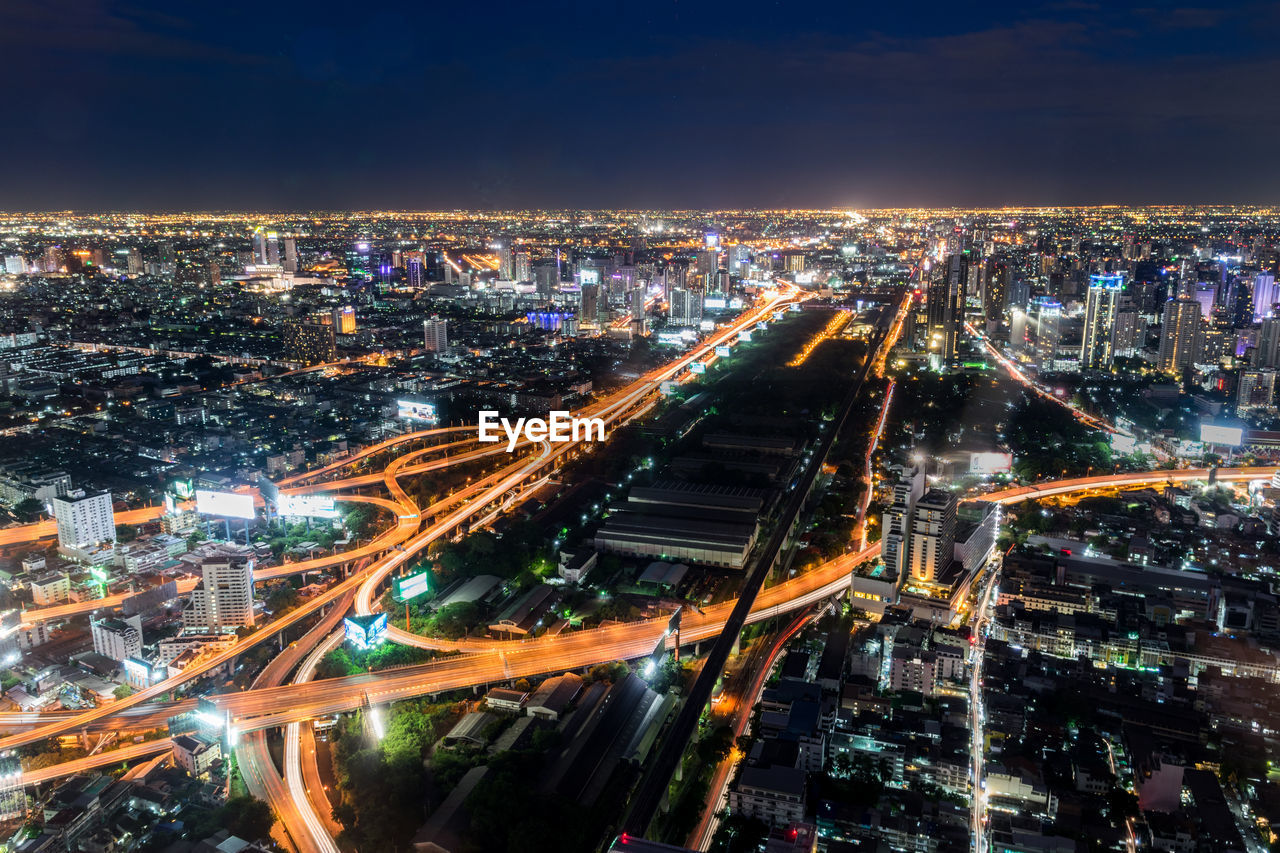 Bangkok thailand expressway and skyline aerial view.