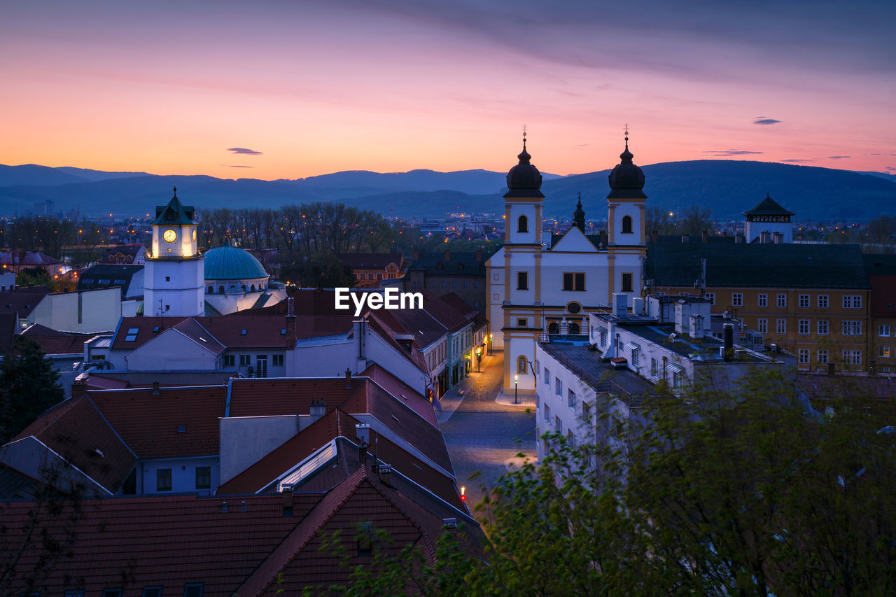 View of the old town of trencin from castle hill, slovakia.