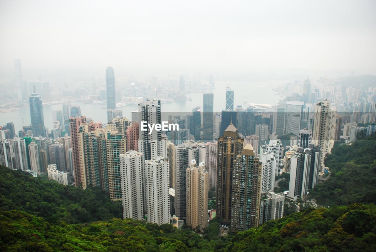 Aerial view of cityscape against sky