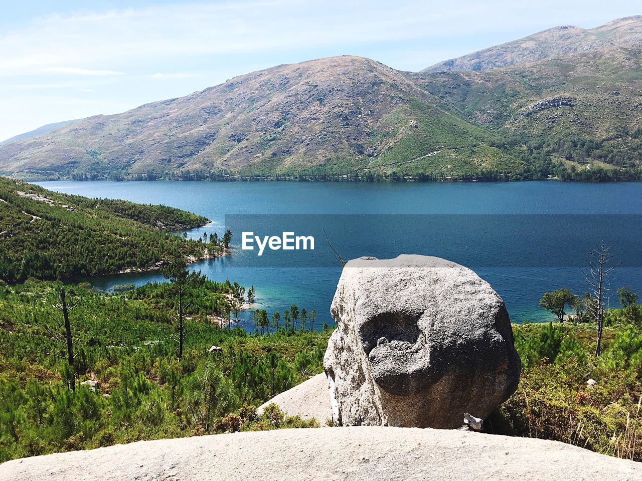 Scenic view of lake and mountains