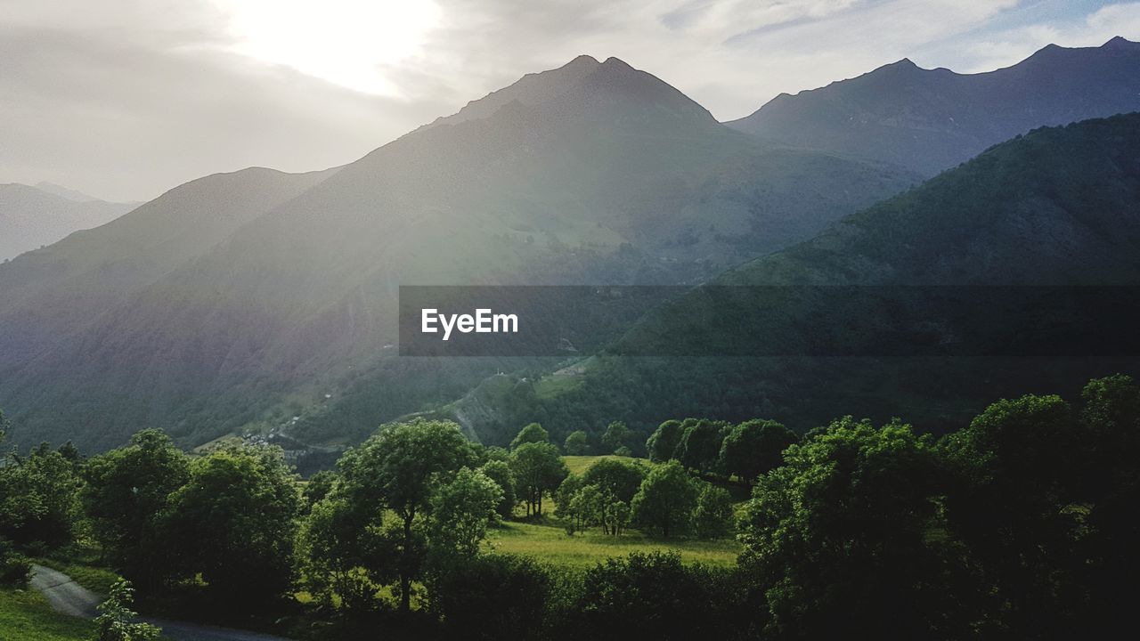 Scenic view of mountains against sky